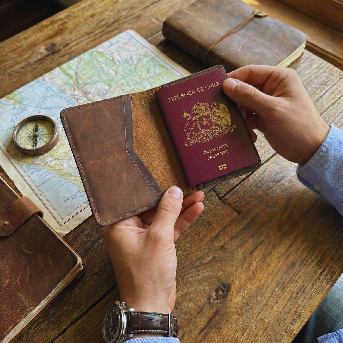 PORTA PASAPORTE CUERO CLASS