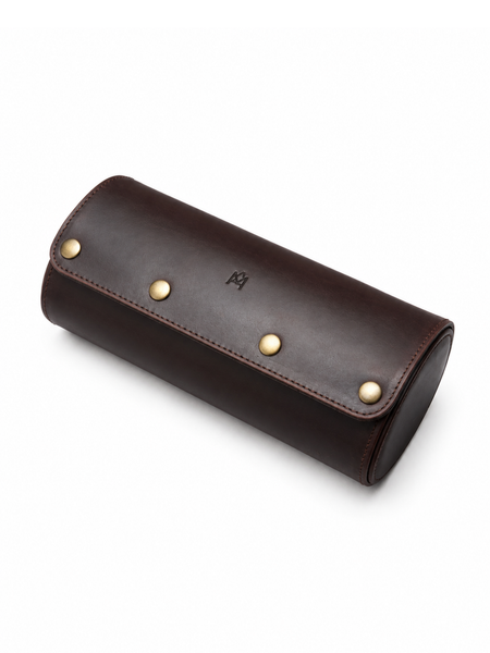 ESTUCHE PORTA RELOJ CUERO GENUINO 3 PIEZAS