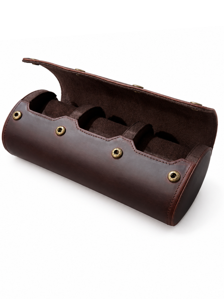 ESTUCHE PORTA RELOJ CUERO GENUINO 3 PIEZAS