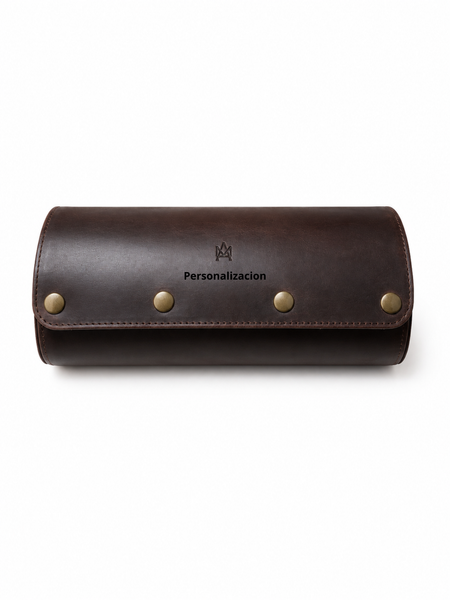 ESTUCHE PORTA RELOJ CUERO GENUINO 3 PIEZAS