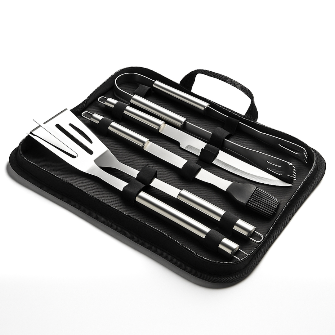 SET PARRILLERO DE ACERO INOXIDABLE 5 PIEZAS