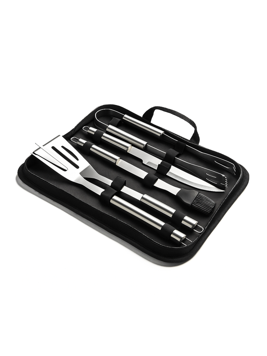 SET PARRILLERO DE ACERO INOXIDABLE 5 PIEZAS