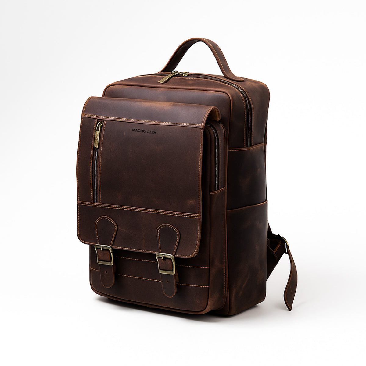 MOCHILA CAFÉ HOMBRE DE CUERO COLLEGE
