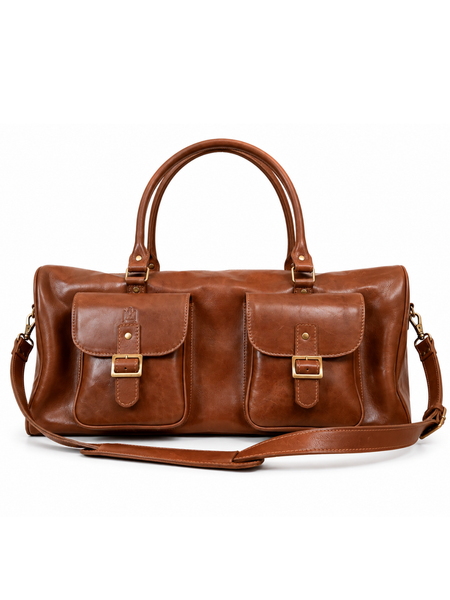 BOLSO SE VIAJE DE CUERO GENUINO TRAVEL CARAMEL