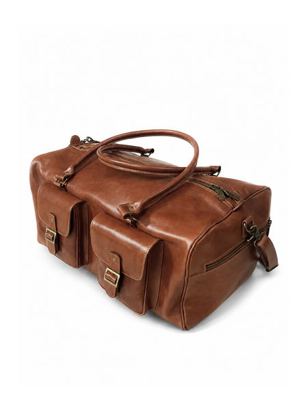 BOLSO SE VIAJE DE CUERO GENUINO TRAVEL CARAMEL