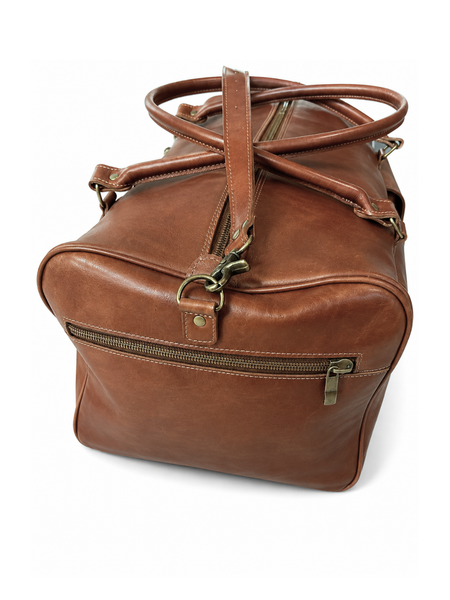 BOLSO SE VIAJE DE CUERO GENUINO TRAVEL CARAMEL