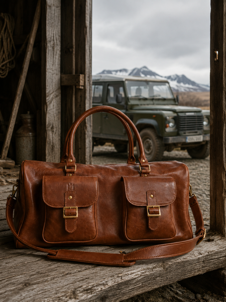 BOLSO SE VIAJE DE CUERO GENUINO TRAVEL CARAMEL
