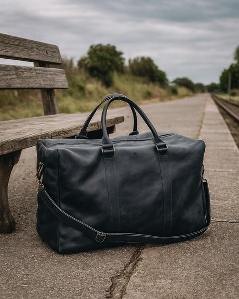 BOLSO DE CUERO NEGRO DE VIAJE VENTURE + Tarjetero Protect Antiscan de REGALO + envío GRATIS para la RM