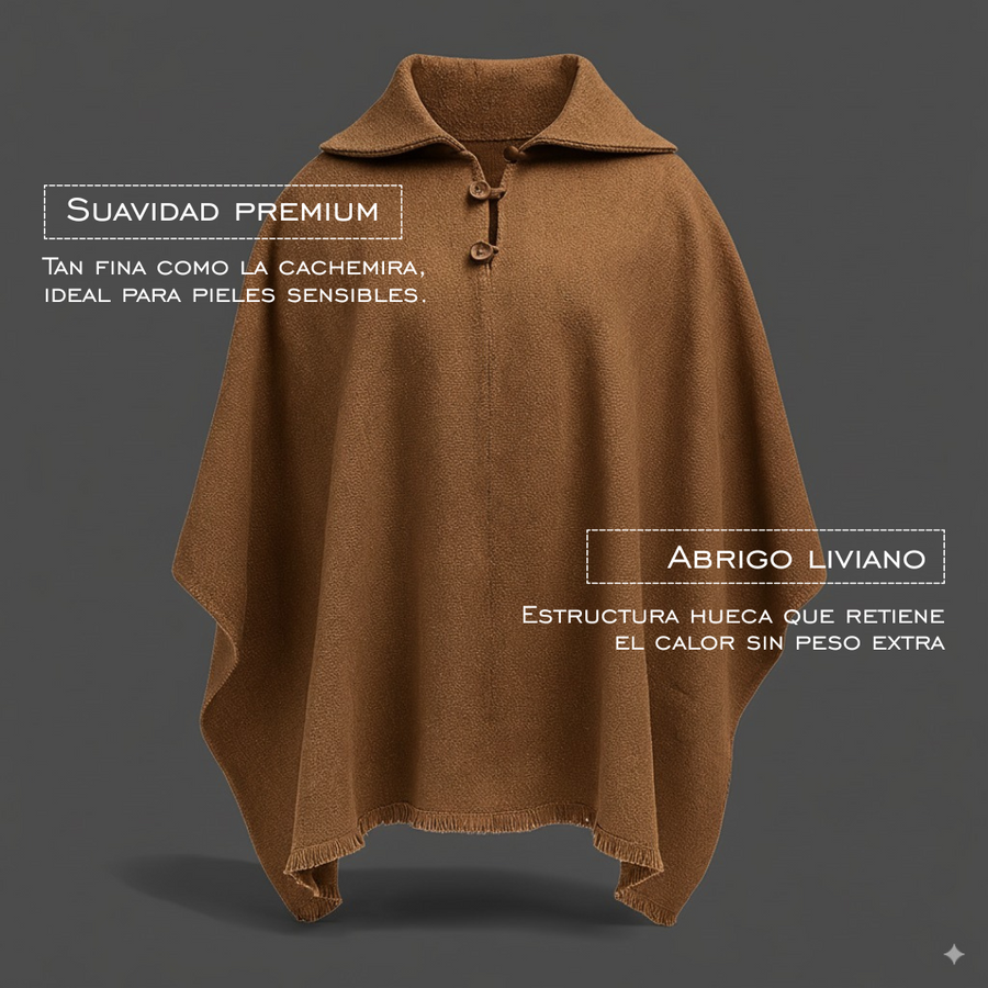 PONCHO DE ALPACA HOMBRE CASTILLA CAMEL