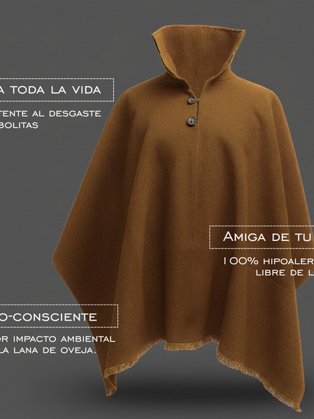 PONCHO DE ALPACA HOMBRE CASTILLA CAMEL
