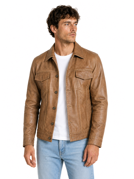 CHAQUETA DE CUERO CRAIG BEIGE