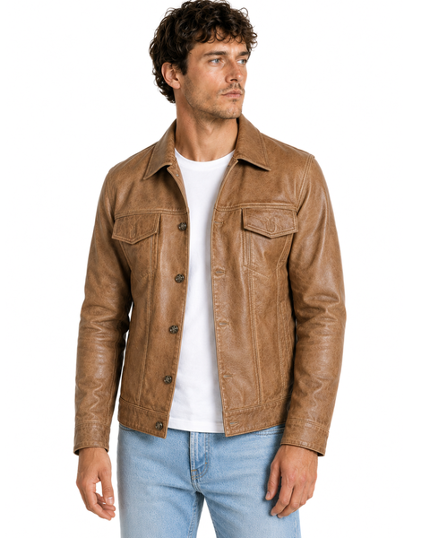 CHAQUETA DE CUERO CRAIG BEIGE