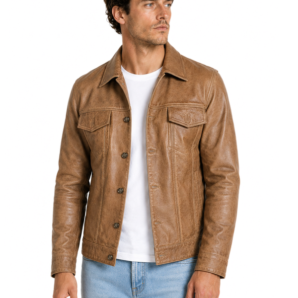 CHAQUETA DE CUERO CRAIG BEIGE