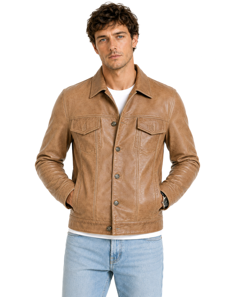 CHAQUETA DE CUERO CRAIG BEIGE