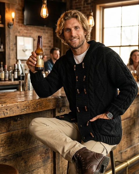 CHAQUETÓN HOMBRE DE ALPACA CORTO NEGRO