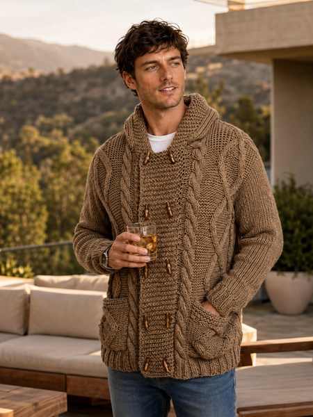 CHAQUETÓN HOMBRE DE ALPACA CORTO TAUPE