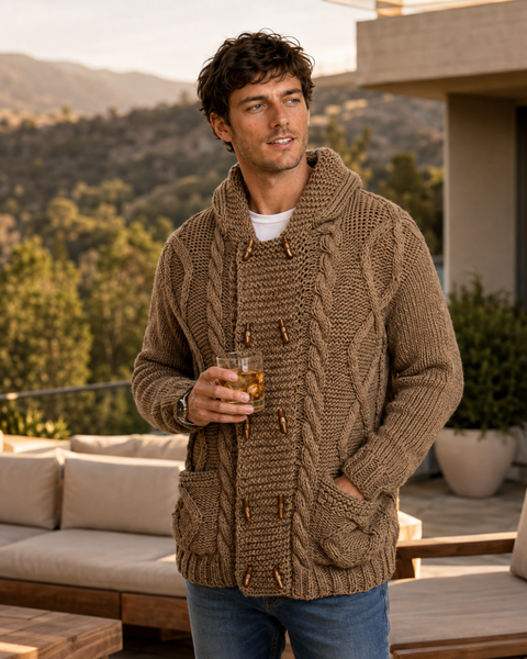 CHAQUETÓN HOMBRE DE ALPACA CORTO TAUPE