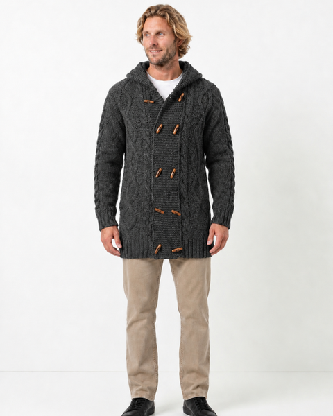 CHAQUETÓN LARGO DE LANA ALPACA GRIS MARENGO