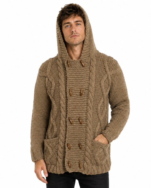 CHAQUETÓN LARGO DE LANA ALPACA TAUPE