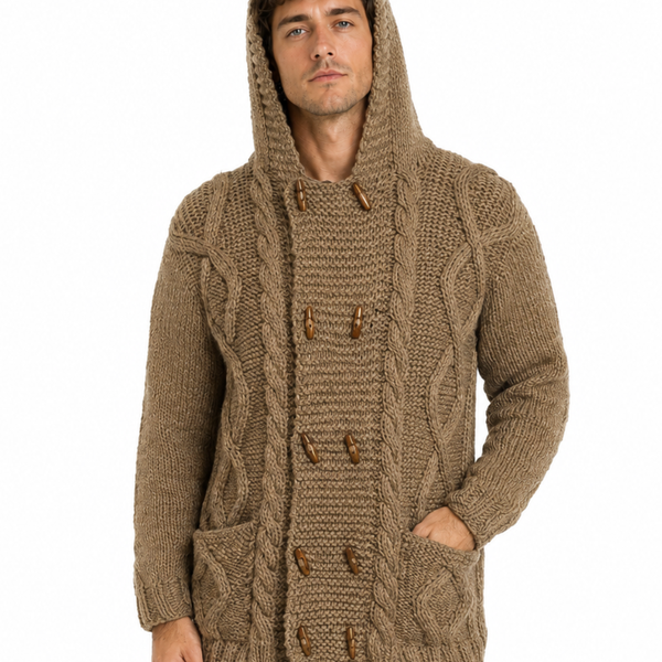CHAQUETÓN LARGO DE LANA ALPACA TAUPE