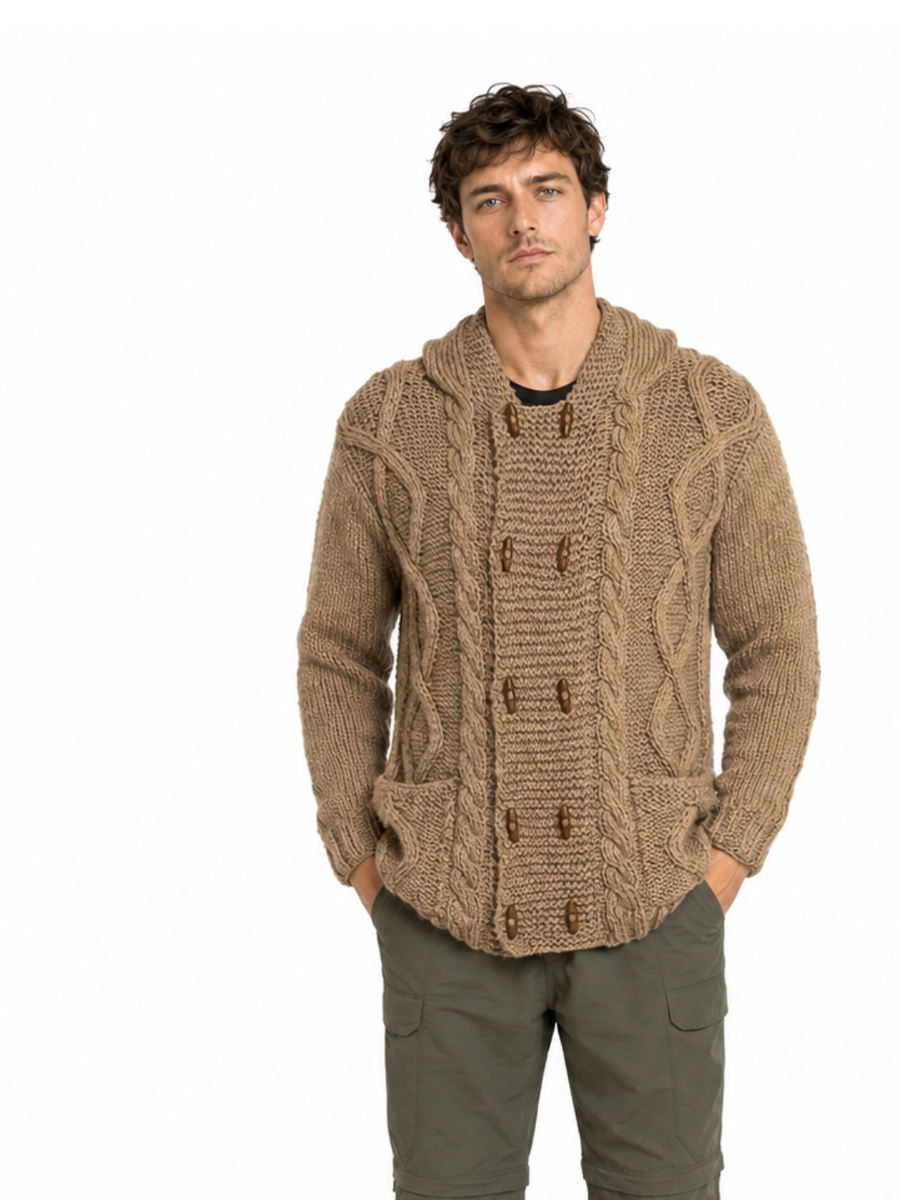 CHAQUETÓN LARGO DE LANA ALPACA TAUPE