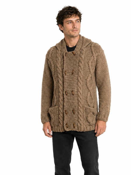 CHAQUETÓN LARGO DE LANA ALPACA TAUPE