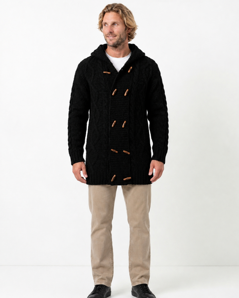 CHAQUETÓN LARGO DE LANA ALPACA NEGRO