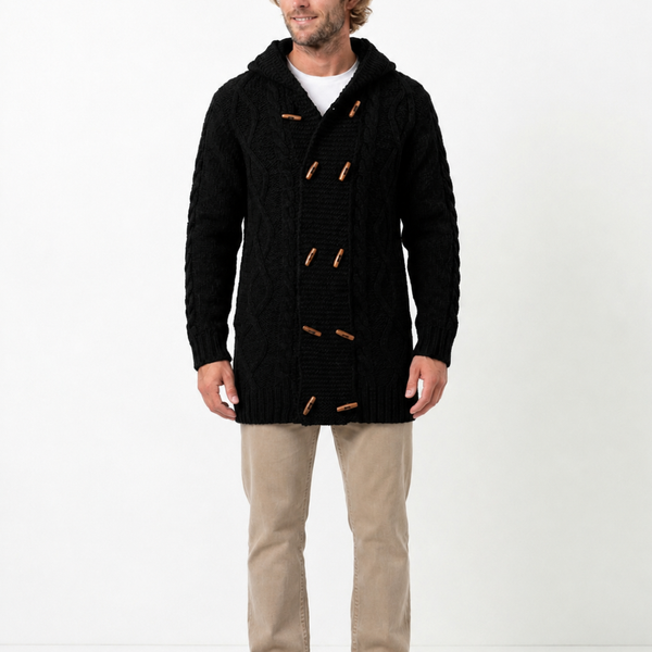 CHAQUETÓN LARGO DE LANA ALPACA NEGRO
