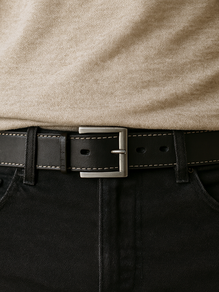 CINTURÓN DE CUERO NEGRO SPORT