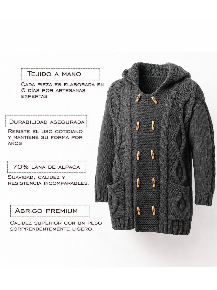 CHAQUETÓN LARGO DE LANA ALPACA GRIS MARENGO