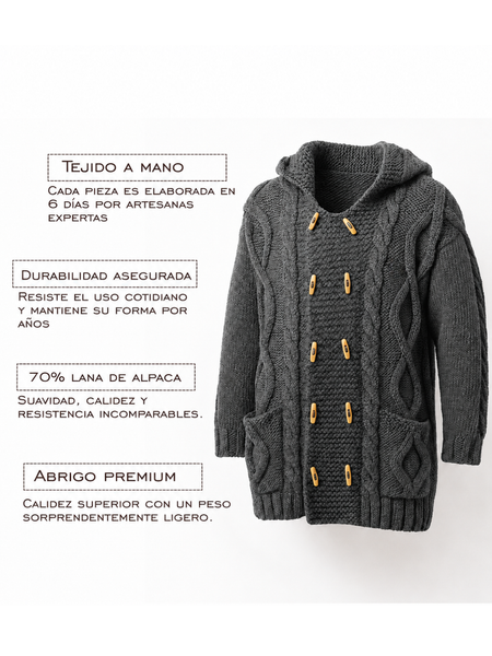 CHAQUETÓN LARGO DE LANA ALPACA GRIS MARENGO