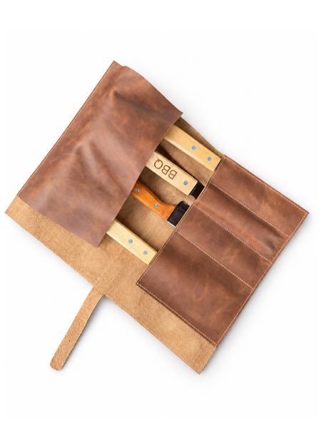 SET PARRIILLERO CON ESTUCHE DE CUERO