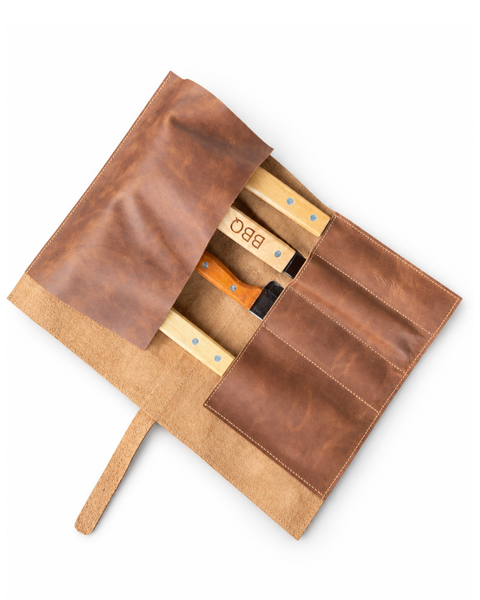SET PARRIILLERO CON ESTUCHE DE CUERO