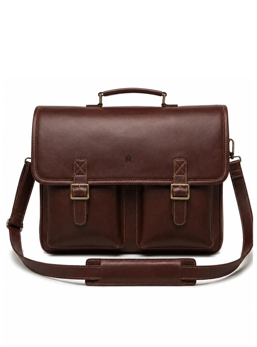MALETIN CUERO GENUINO FULL GRAIN EXECUTIVE CAOBA