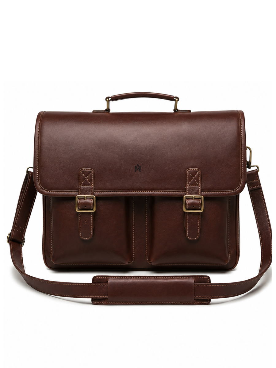 MALETIN CUERO GENUINO FULL GRAIN EXECUTIVE CAOBA