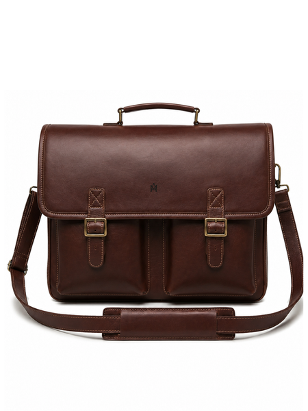 MALETIN CUERO GENUINO FULL GRAIN EXECUTIVE CAOBA