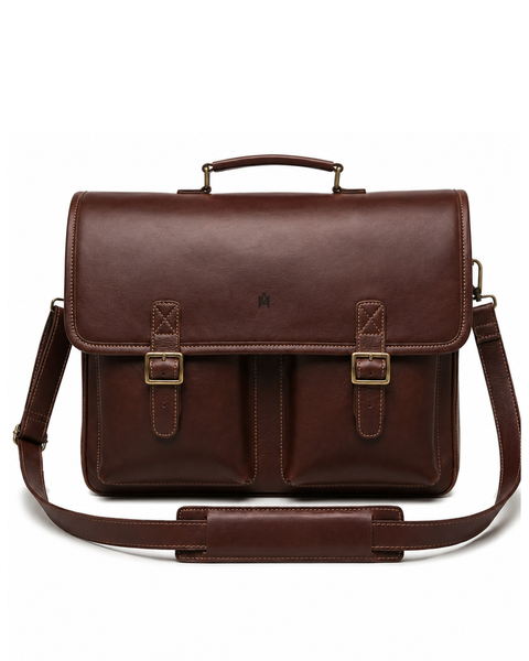 MALETIN CUERO GENUINO FULL GRAIN EXECUTIVE CAOBA
