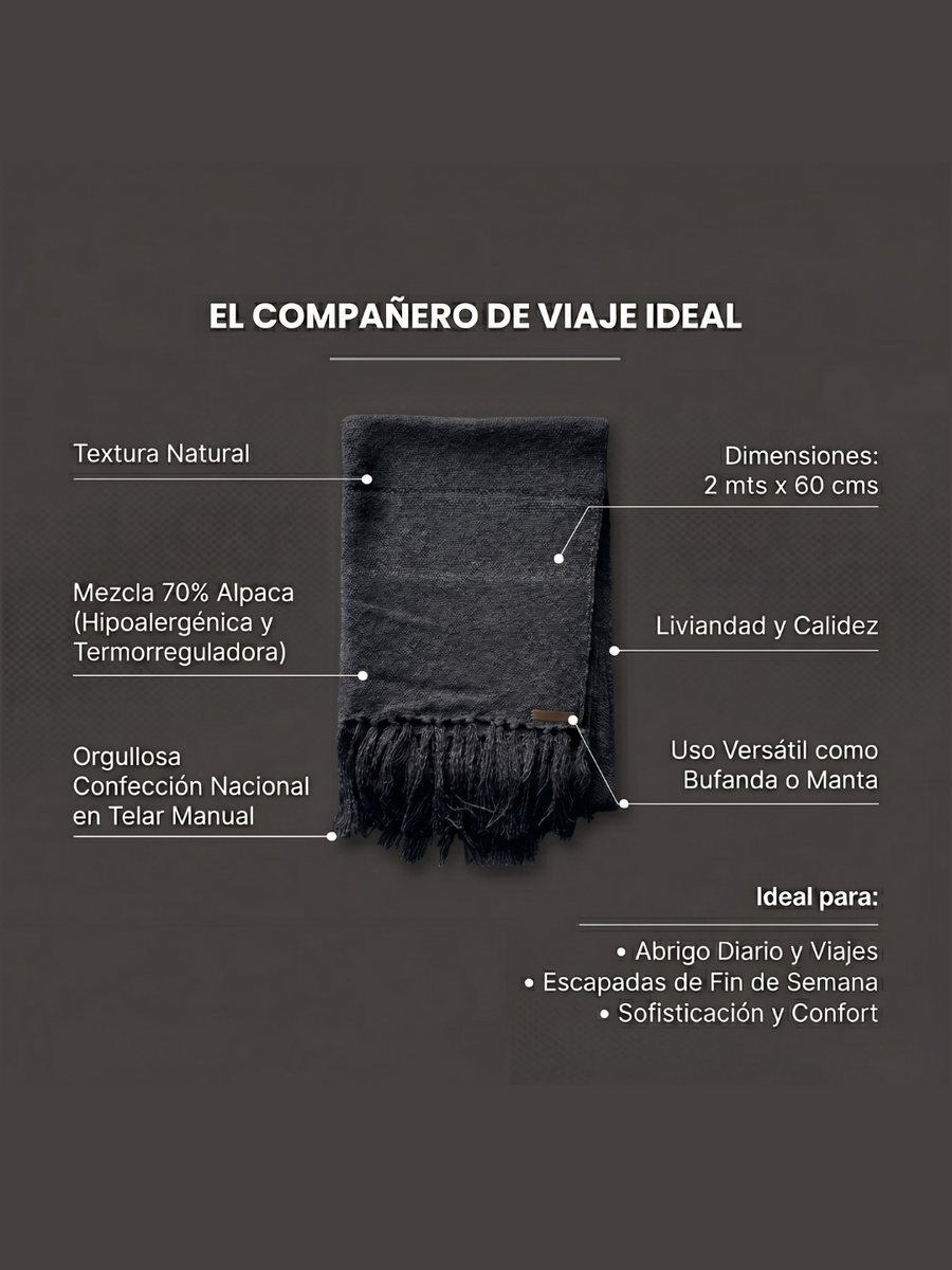 BUFANDA DE LANA DE ALPACA GRIS MARENGO