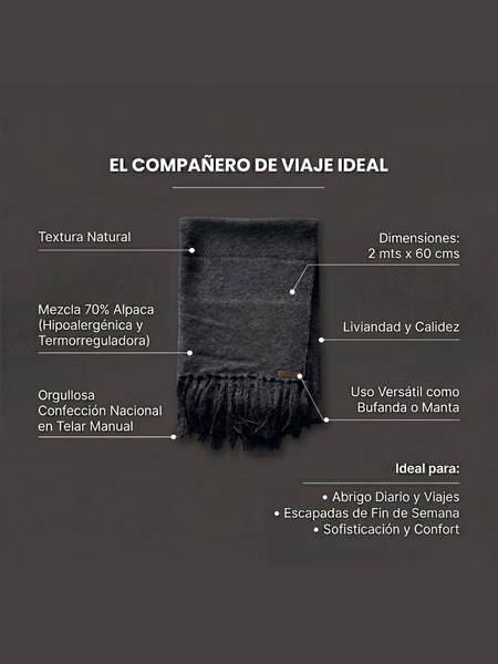 BUFANDA DE LANA DE ALPACA GRIS MARENGO