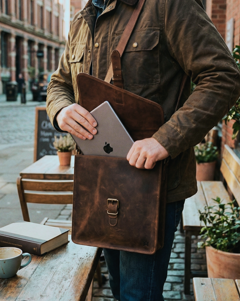 MORRAL DE CUERO GENUINO NYC