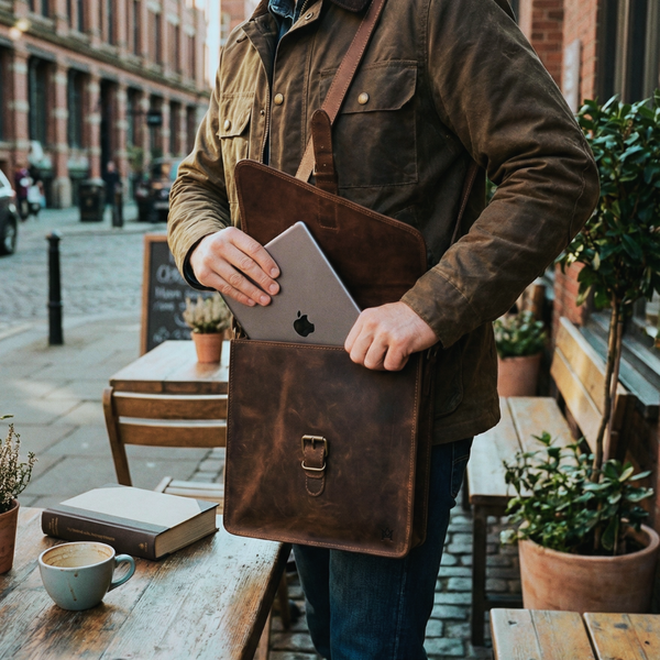 MORRAL DE CUERO GENUINO NYC