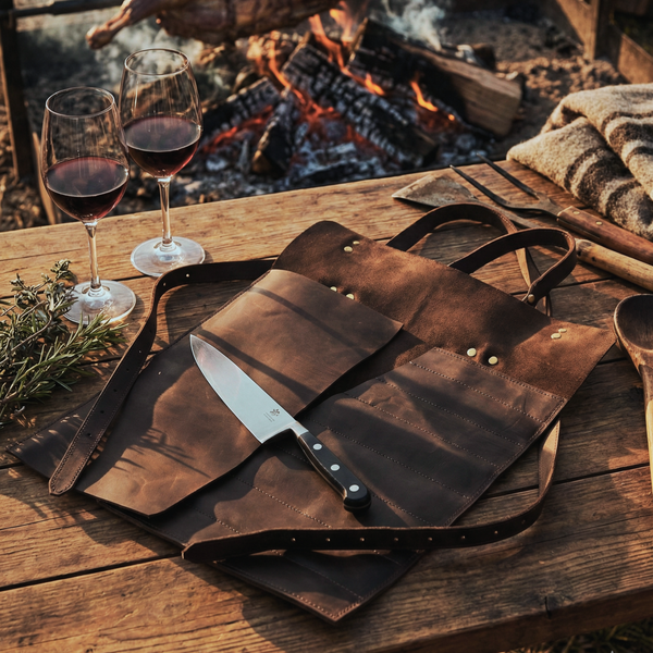 PORTA CUCHILLOS PARRILLEROS DE CUERO FULL GRAIN PREMIUM