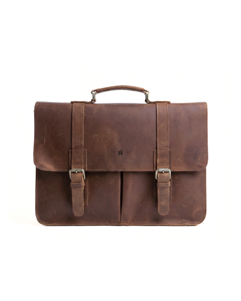 MALETIN DE CUERO GENUINO FULL GRAIN OLD YORK BRONCE