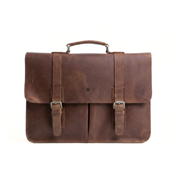 MALETIN DE CUERO GENUINO FULL GRAIN OLD YORK BRONCE