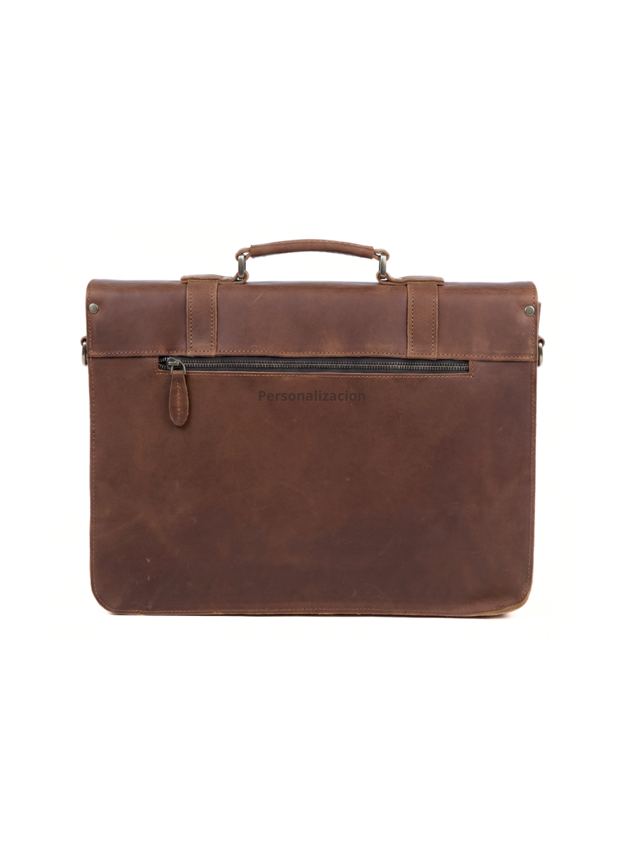 MALETIN DE CUERO GENUINO FULL GRAIN OLD YORK BRONCE