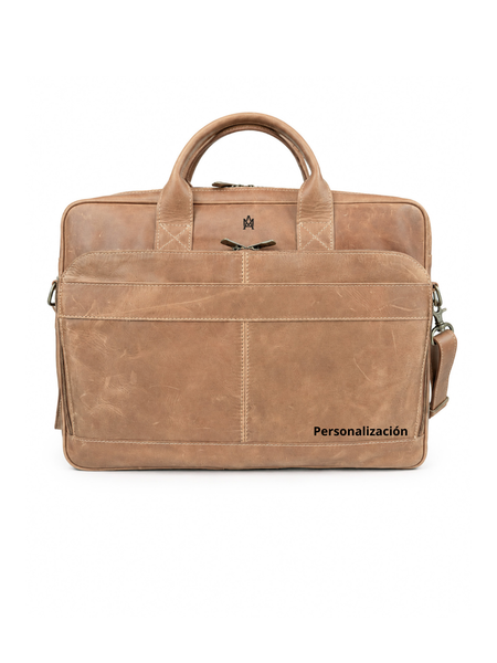 MALETÍN DE CUERO GENUINO HOMBRE OXFORD BEIGE