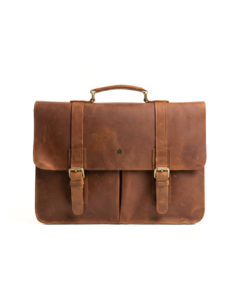 MALETIN DE CUERO GENUINO FULL GRAIN OLD YORK