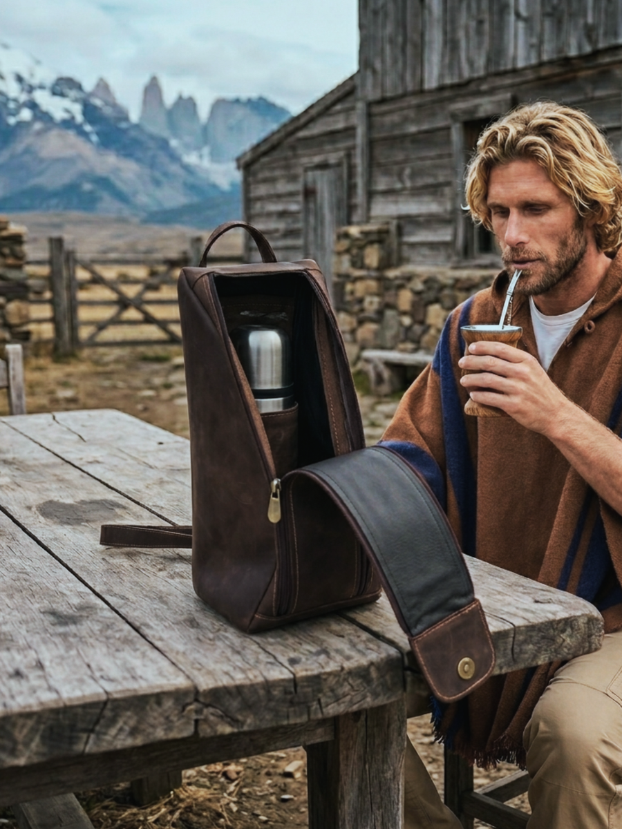 MATERA DE CUERO GENUINO GAUCHO MORO