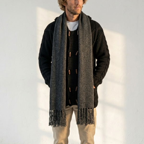 BUFANDA DE LANA DE ALPACA GRIS MARENGO