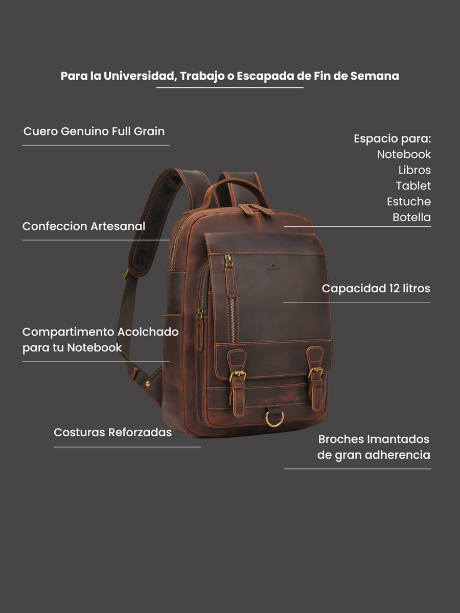 MOCHILA DE CUERO GENUINO HOMBRE COLLEGE